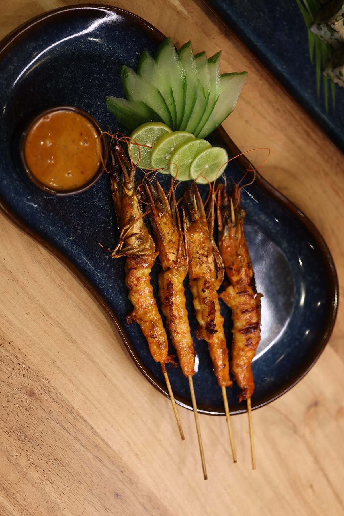 Prawn satay, peanut sauce
