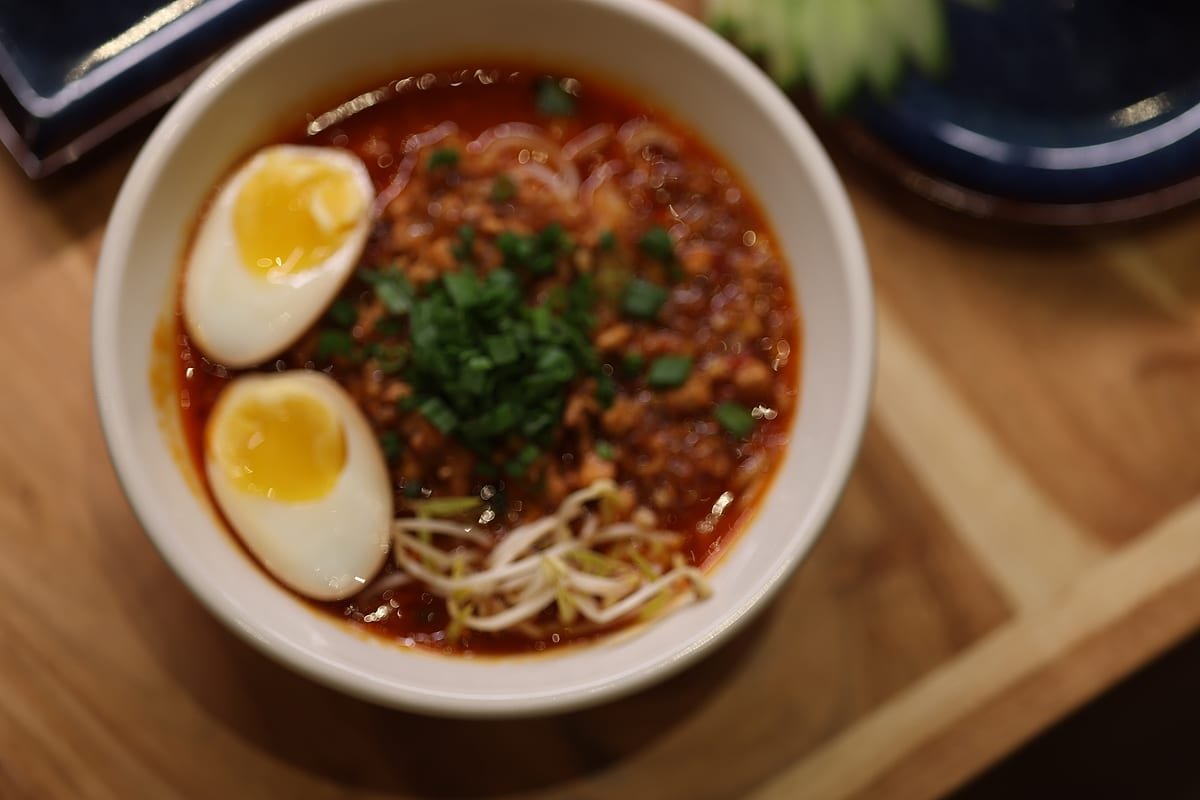 Ramen, soft egg, chilli oil